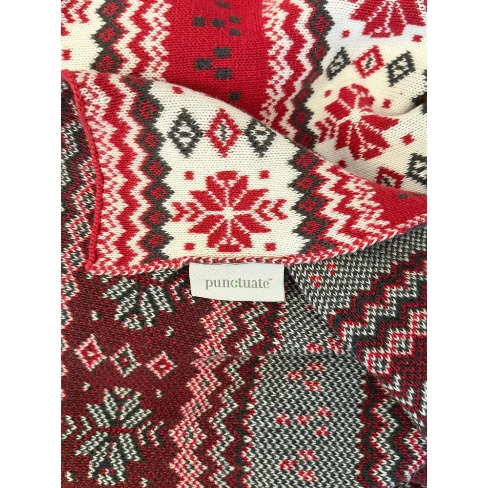 Punctuate by Barnes & Noble Red Snowflake Christmas Fair Isle Cotton Blanket